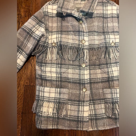 JJ Farmer Womens Plaid Barn Jacket With Fringe, 100% Wool, Made In Canada, Small - Picture 3 of 7